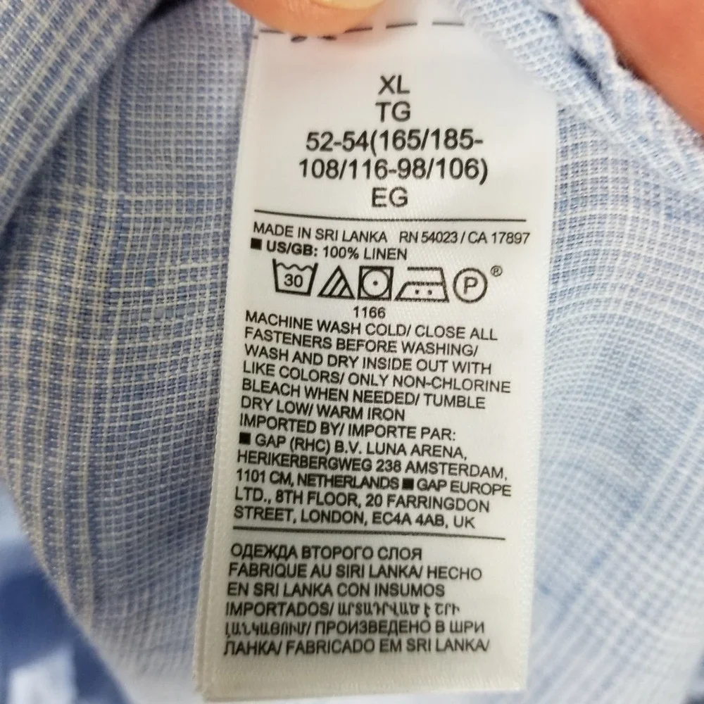 Banana Republic Button Down Men XL Blue Tailored Slim Linen Long Sleeve Shirt